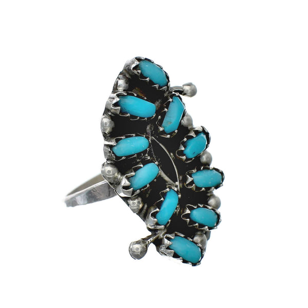 Zuni Turquoise Sterling Silver Ring Size 4-3/4 SN20227